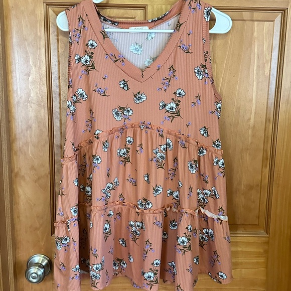 Pinkblush Coral Floral Print Tiered Maternity Tank Top - Picture 3 of 12